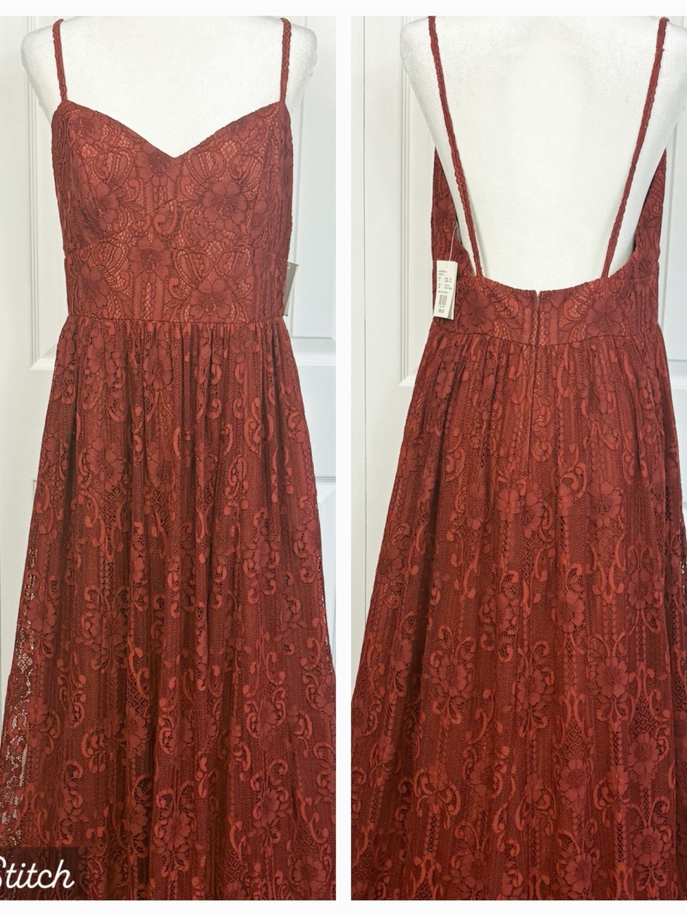 NWT Celebrate DB Studio Cinnamon Lace Empire Waist A-Line Maxi Dress 12